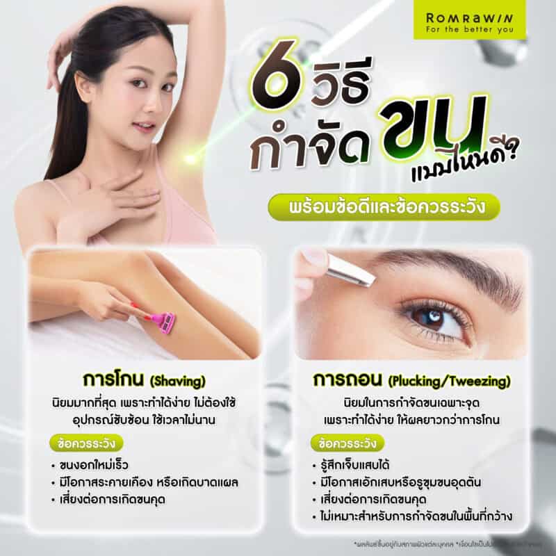 กำจัดขนแบบไหนดี ? รวมวิธียอดนิยมและข้อควรรู้ก่อนตัดสินใจ 2 กำจัดขนแบบไหนดี 6 วิธียอดนิยม พร้อมข้อดีและข้อควรระวัง