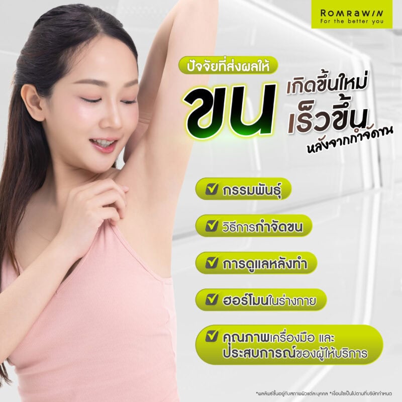 กำจัดขนแบบไหนดี ? รวมวิธียอดนิยมและข้อควรรู้ก่อนตัดสินใจ 6 ปัจจัยที่ส่งผลให้ขนเกิดขึ้นใหม่เร็วขึ้นหลังจากกำจัดขน